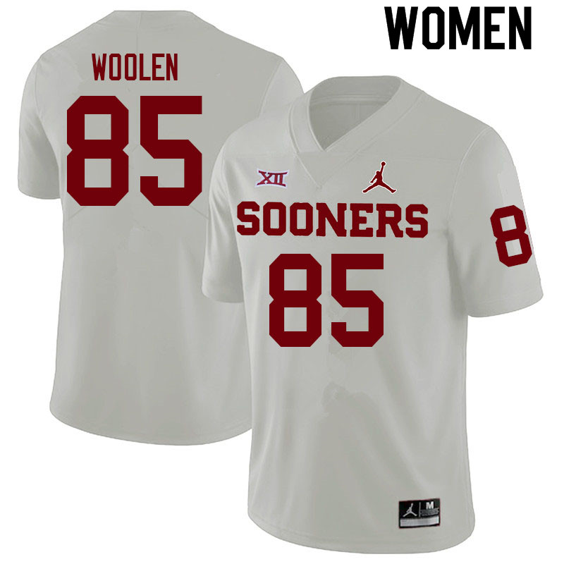 Women #85 Davion Woolen Oklahoma Sooners College Football Jerseys Sale-White